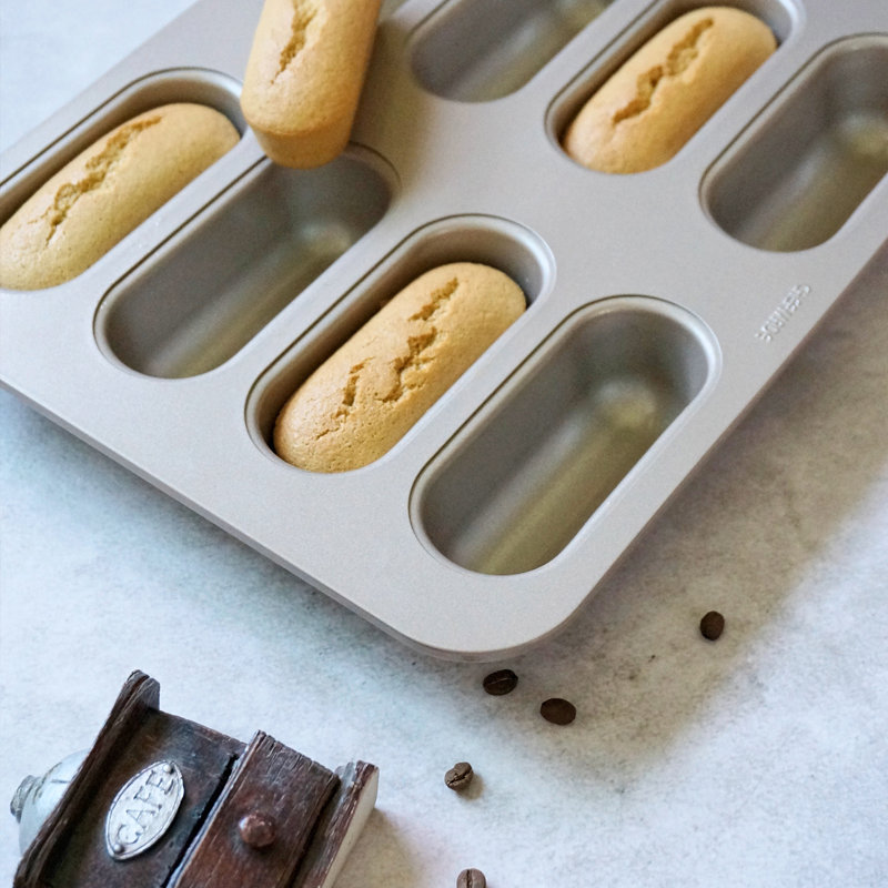 CHEFMADE Twinkie Cake Pan 8 Cavity Non Stick Mini Hotdog Shaped Muffin Eclair Bakeware for Oven Baking